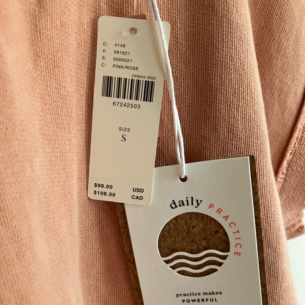 NWTS Anthropologie Daily Practice Yoga Cropped Sweater Pink Rose - Picture 4 of 4